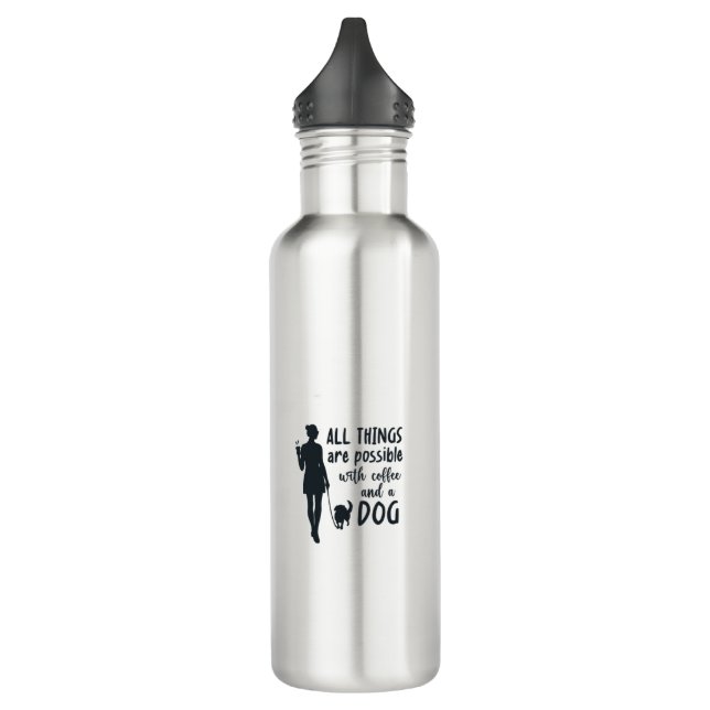 For coffee and dog lovers: customizable 710 ml water bottle (Left)