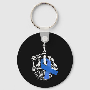 For Colon Cancer Middle Finger Ribbon Colon Cancer Key Ring