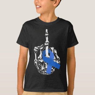 For Colon Cancer Middle Finger Ribbon Colon Cancer T-Shirt