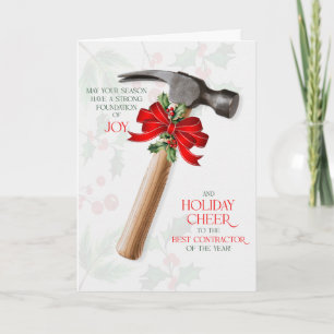 for Contractor Construction Hammer Joy and Cheer Holiday Card