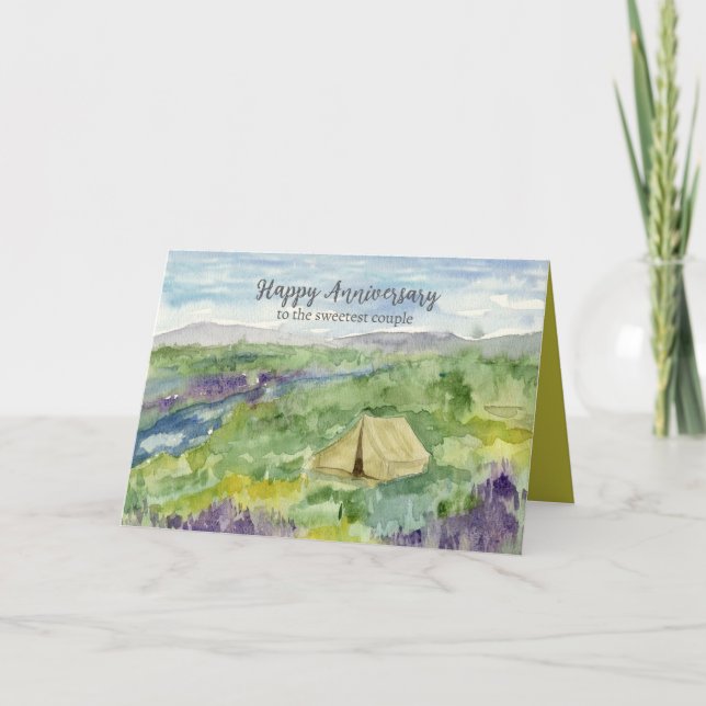 For Couple Happy Anniversary Camping Desert Flower Card (Front)