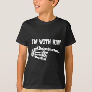 For Couples I'm With Him Skeleton Matching Hallowe T-Shirt