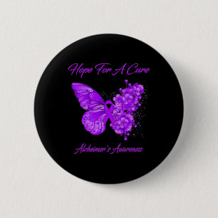For Cure Purple Butterfly Alzheimerheimer Brain Aw 6 Cm Round Badge
