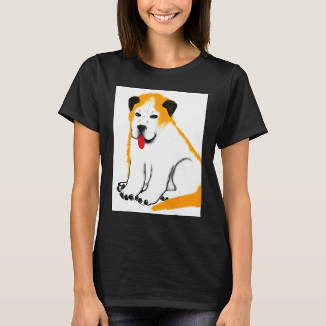 For Cute Dog Puppie Fan In Dog Art Style_13 T-Shirt (Front)