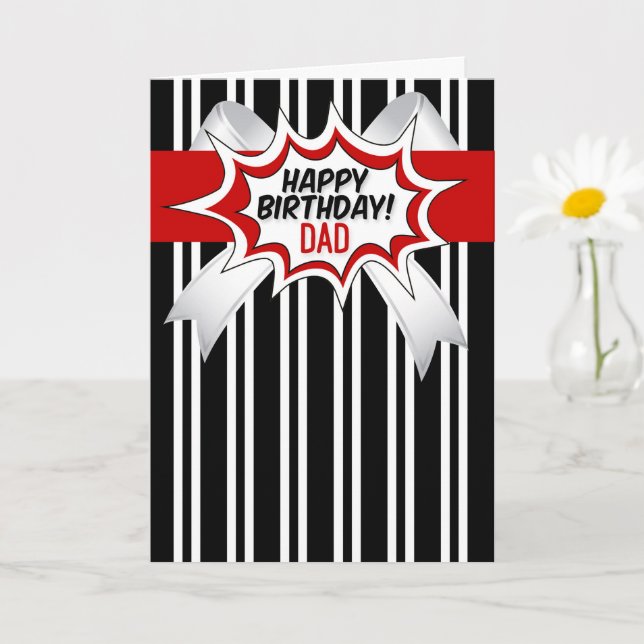 for Dad Birthday with Red Comic Book Style Card (Small Plant)