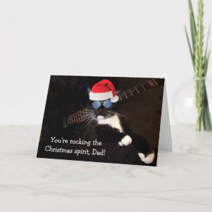 "For Dad" Cool Cat Christmas Holiday Card