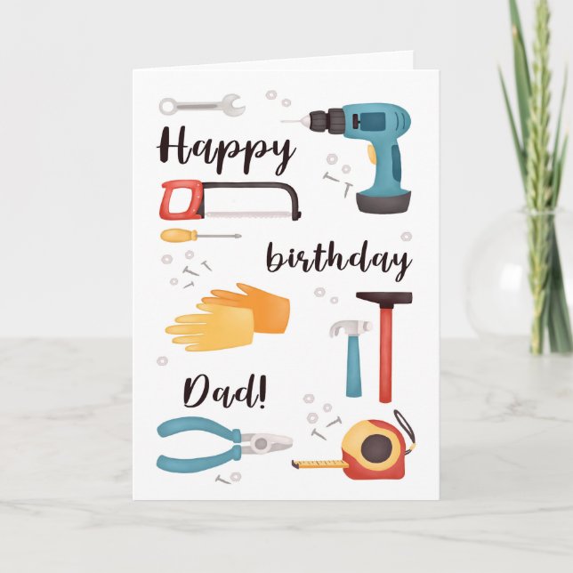 For Dad DIY Tools Birthday Card (Front)