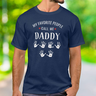 For Daddy, 6 kids Names Handprints Personalised T-Shirt