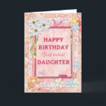 For Daughter, craft birthday card<br><div class="desc">Say Happy Birthday with a delightful scrap-booking crafts card. With lots of flowers,  butterflies,  and even a friendly caterpillar,  this card is sure to delight. Copyright Norma Cornes.</div>