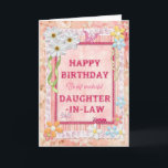For Daughter-in-Law, craft birthday card<br><div class="desc">Say Happy Birthday with a delightful scrap-booking crafts card. With lots of flowers,  butterflies,  and even a friendly caterpillar,  this card is sure to delight. Copyright Norma Cornes.</div>