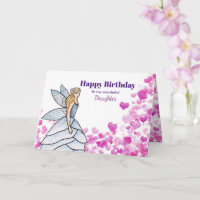 For Daughter on Birthday Fairy with Pink Hearts