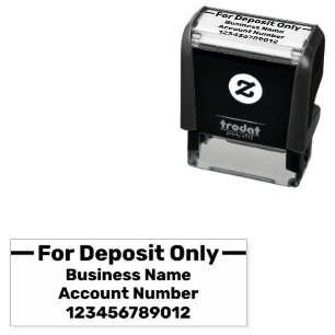For Deposit Only Bold Business Name Bank Account # Self-inking Stamp