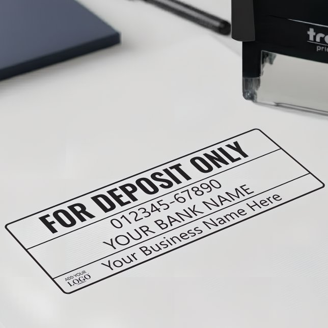 For Deposit Only Business Logo Modern Professiona Self-inking Stamp (Creator Uploaded)