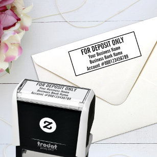 For Deposit Only Business Name Bank Account Number Self-inking Stamp
