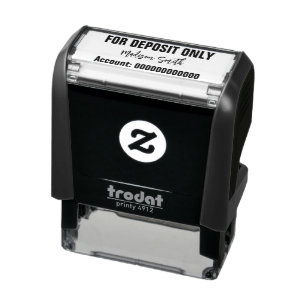 For Deposit Only Cursive Name Bank Account Number  Self-inking Stamp