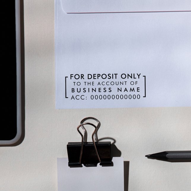 For Deposit Only | Custom Business Bank Details Rubber Stamp (Rubber Stamp Mock-up)