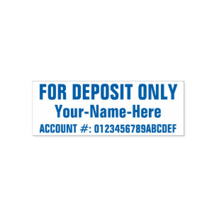"FOR DEPOSIT ONLY" + Custom Name Rubber Stamp