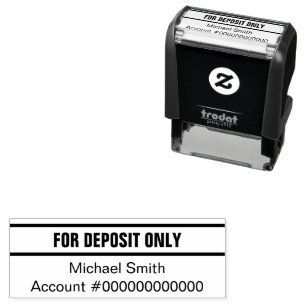 For Deposit Only Customer Name Bank Account Number Self-inking Stamp
