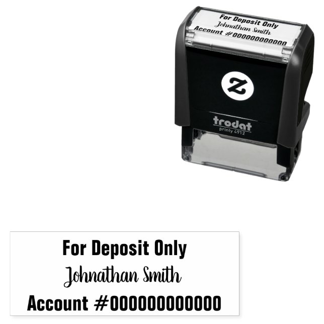 For Deposit Only "Signature" Bank Account Number Self-inking Stamp (In Situ)