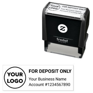 For Deposit Only with Company Logo Business Bank Self-inking Stamp