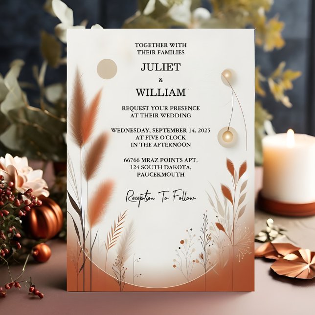 For Desert Rustic Boho Autumn Ombre Brown Wedding Invitation (Creator Uploaded)