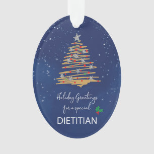 For Dietitian Christmas Tree on Navy Custom Name Ornament