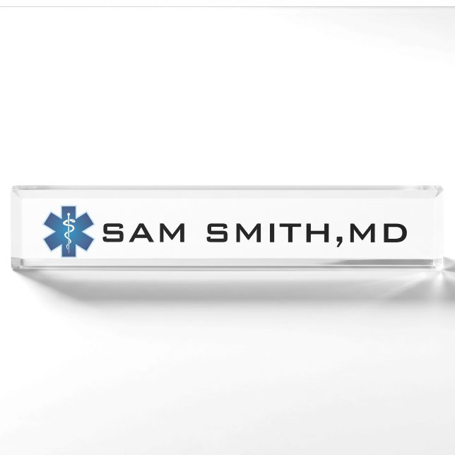 For Doctors and Nurses. Medical Caduceus. Nameplate (Front)