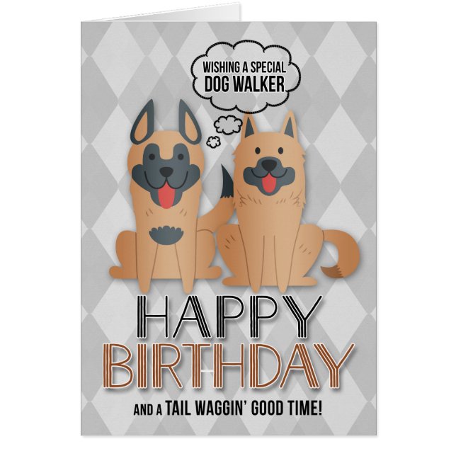 for Dog Walker's Birthday Cute Cartoon Dogs (Front)