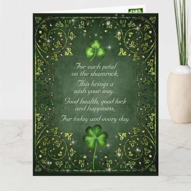 For Each Petal on the Shamrock Irish BIG Birthday Card (Front)