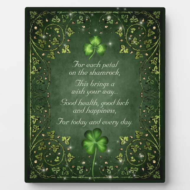 For Each Petal on the Shamrock - Irish Saying Plaque (Front)