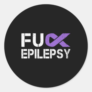 For Epilepsy Awareness Month Purple Ribbon Warrior Classic Round Sticker