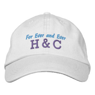 For Ever and Ever Custom Initials Blue Purple Love Embroidered Hat