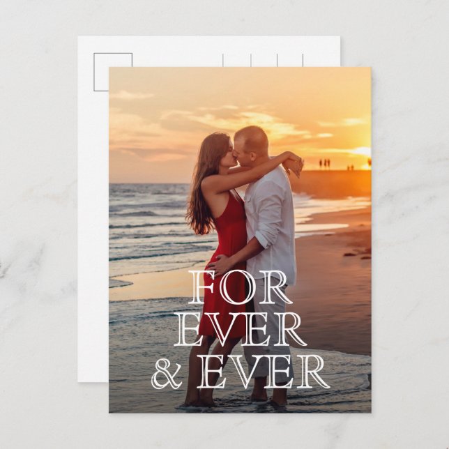 For Ever and Ever White Text Wedding Save the Date Announcement Postcard (Front/Back)