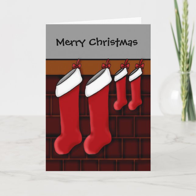 For expecting parents of twins Christmas stockings Holiday Card (Front)