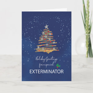 For Exterminator Christmas Tree on Navy Card