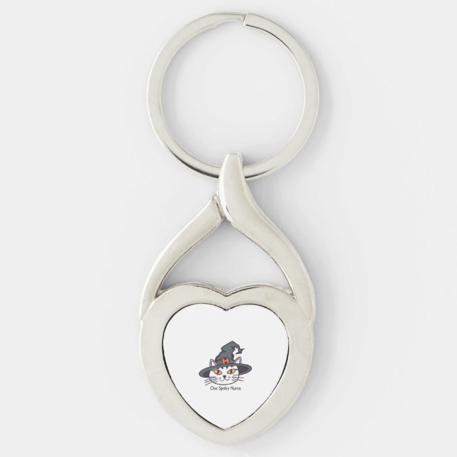 For Feline Fans One Spooky Nurse Cat   Key Ring (Front)