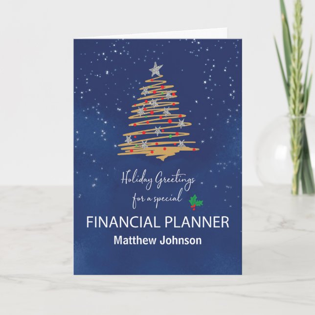 For Financial Planner Christmas Tree Custom Name Card (Front)