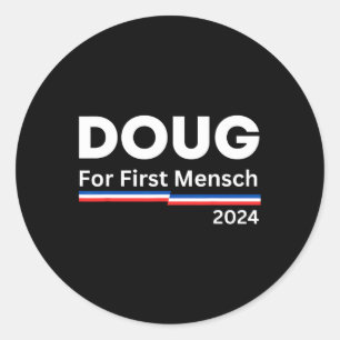 For First Mensch Yiddish Pun Kamala Harris Hebrew Classic Round Sticker