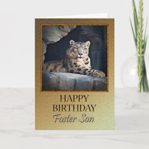 For foster Son Birthday with a snow leopard Card
