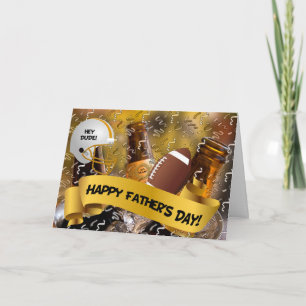 for Friend Father's Day Football and Beer Card