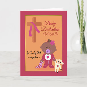 For Girl Baby Dedication Day Add a Name with Lamb Card