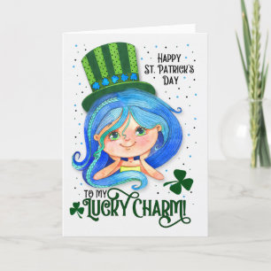 For Girls St. Patrick's Day Cute Irish Lass Holiday Card