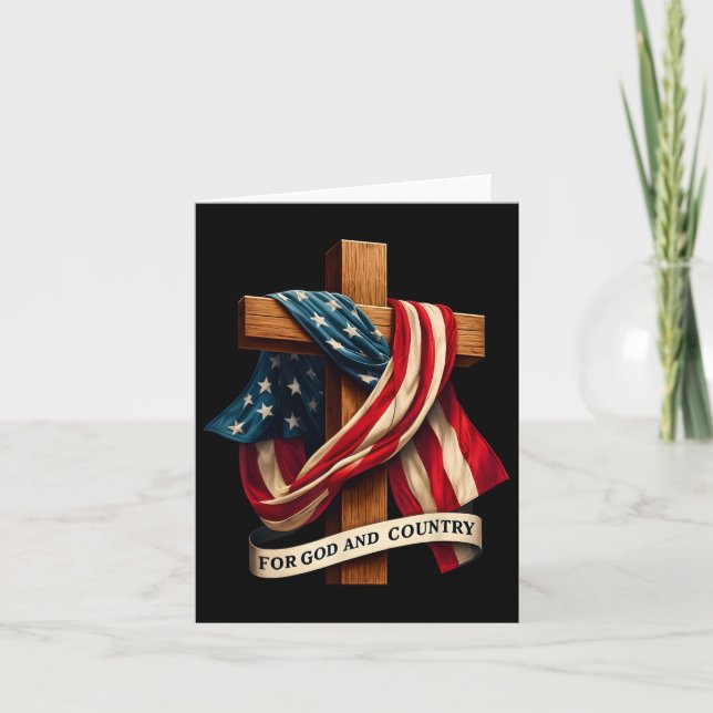 For God And Country Cross Christian Patriotic Jesu Card (Front)