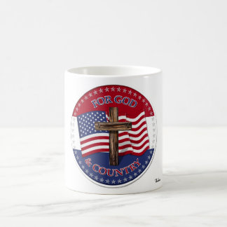 For God And Country - Cross with 50 stars US Flag Coffee Mug
