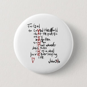 For God So Loved The World Bible Verse Jesus Is My 6 Cm Round Badge