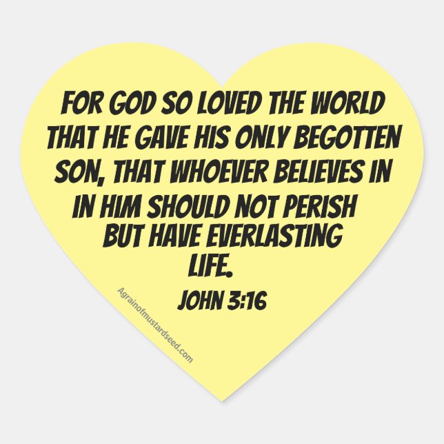 For God so loved the world John 3:16  Heart Sticker (Front)