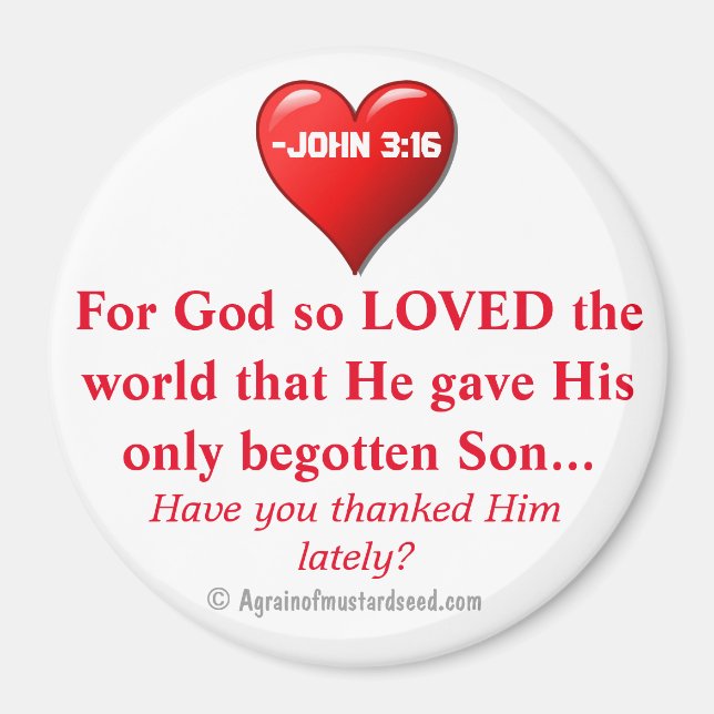 For God so loved the world John 3:16 Magnet (Front)