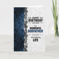 for Godfather Birthday Blue Paisley with Buttons