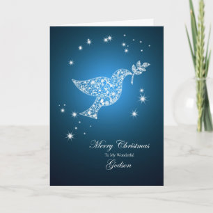 For Godson, Dove of peace Christmas card