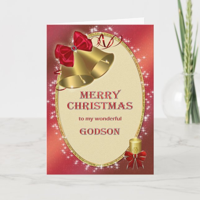 For godson, traditional Christmas card (Front)